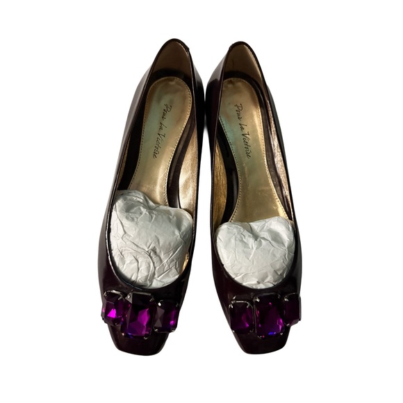 Pour La Victoire Shoes - POUR LA VICTORIE Deep Purple, Embellished Jewelled Ballet Flats Size 6.5 M